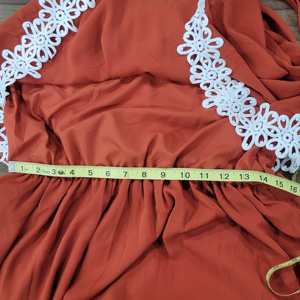 Fashion Women's Spaghetti Straps Maxi/ Midi Brick Red A-line Dress Size XL Boho - Picture 6 of 10